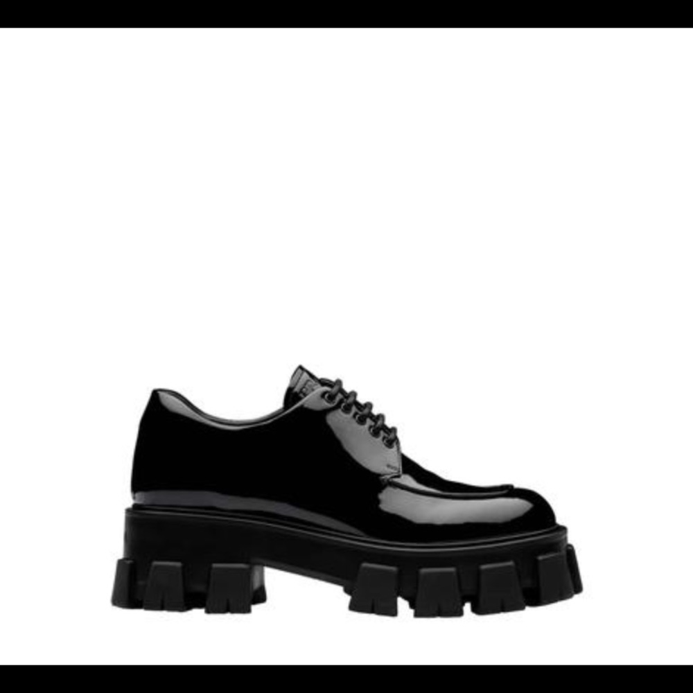 Prada monolith patent leather derby, 38 black